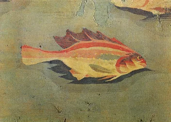Detail eines Fisches aus einem Wandteppich, aus Antinoe, 2.-3. Jahrhundert